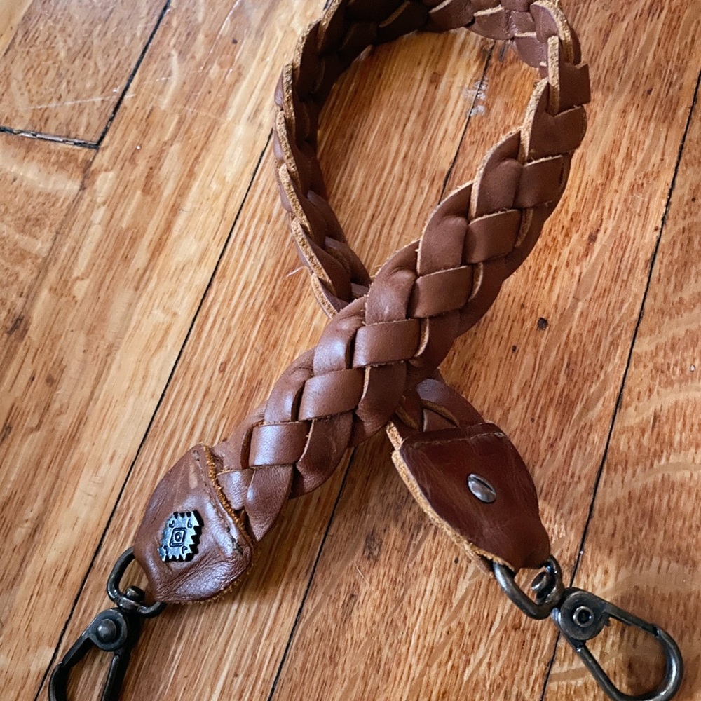 Nena & co braided shorty strap cafe leather
